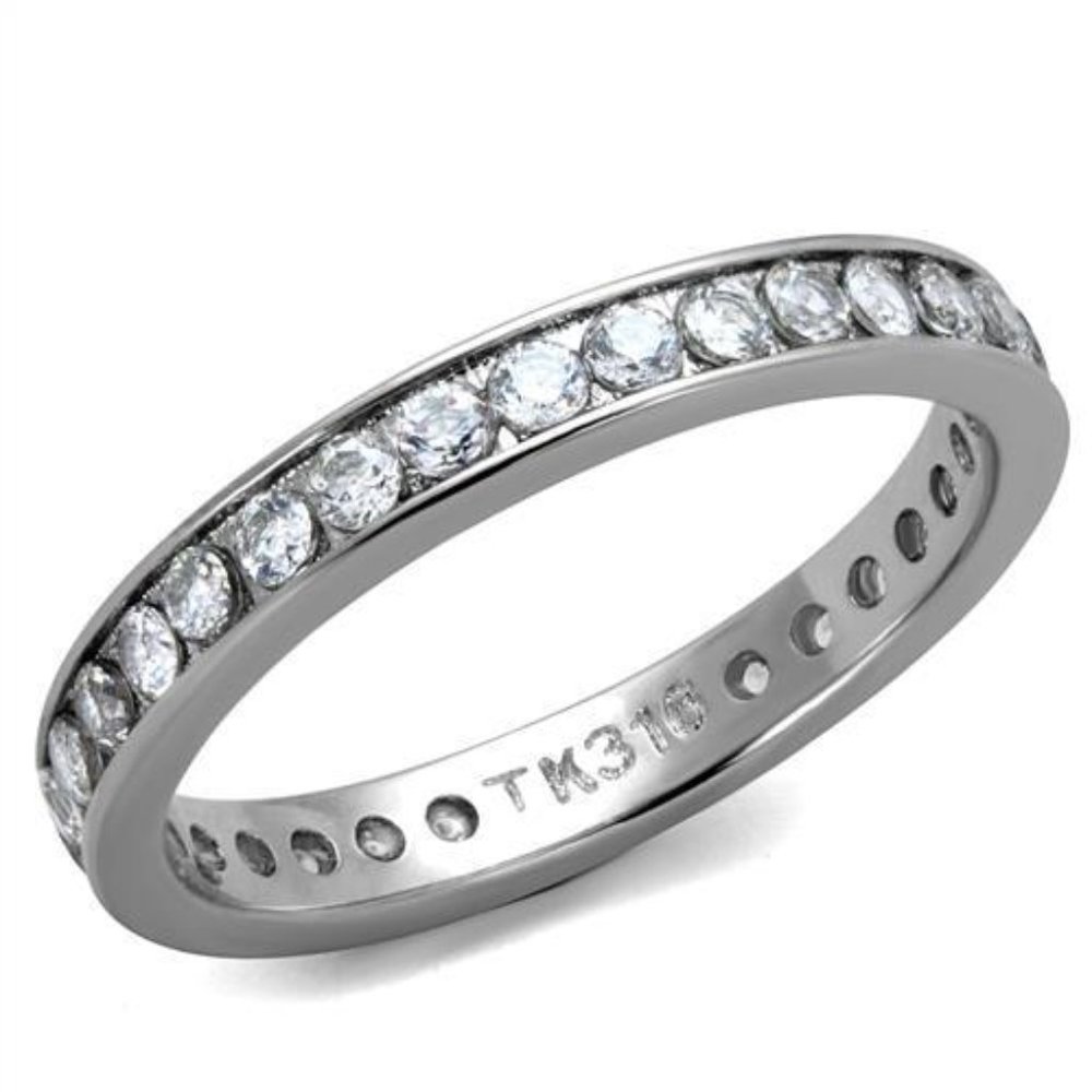 Eternity Channel Set CZ Stainless Steel Size 5-10
